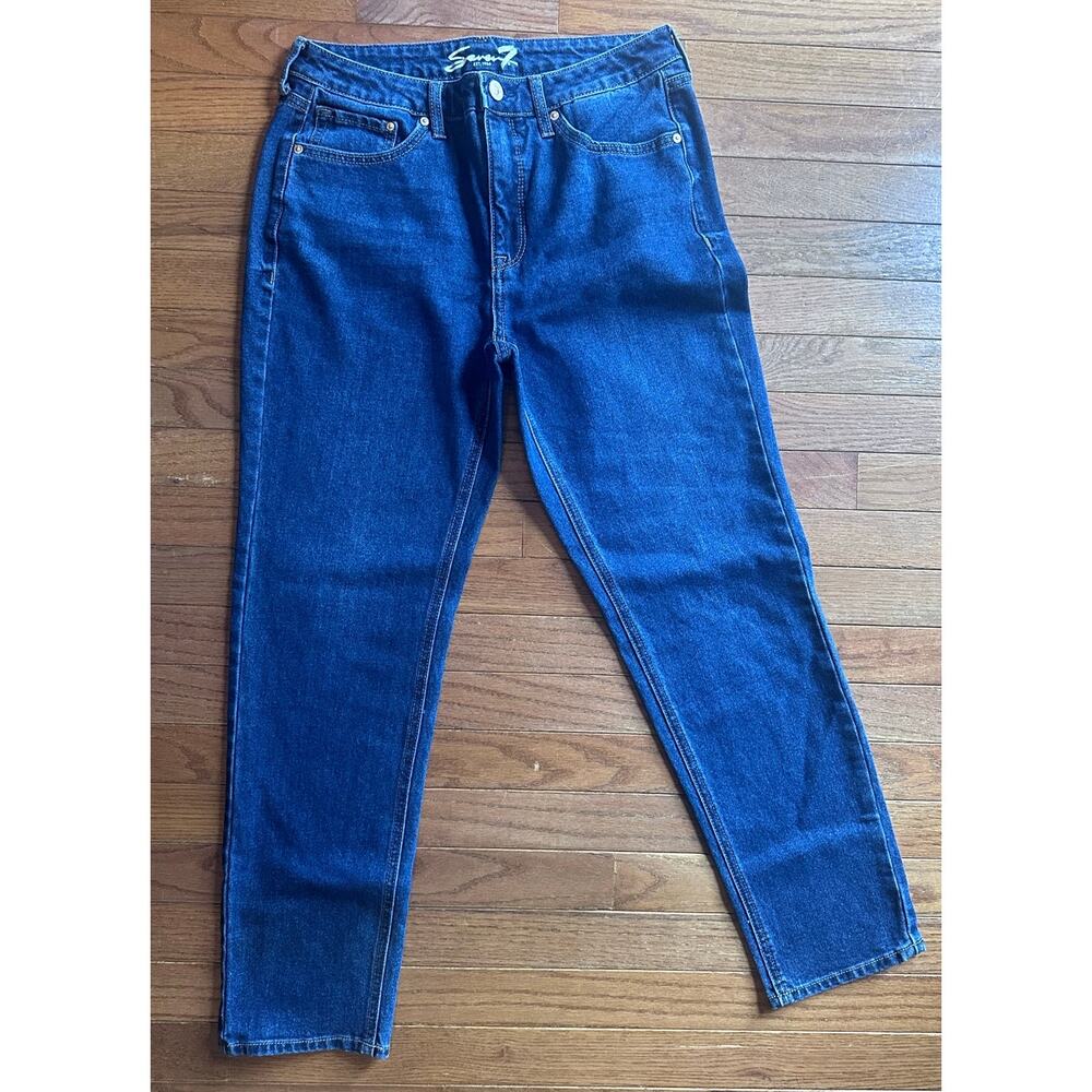 Seven7 Slim Straight Jean Size 6 Dark Wash Cotton Blend